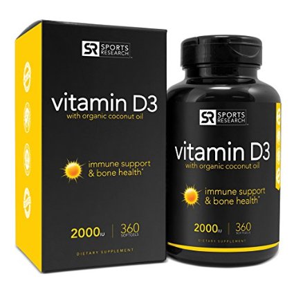 Vitamin D3 2000iu in Cold-Pressed Organic Coconut Oil for Better Absorption Non-GMO and Gluten Free 360 Mini Liquid Softgels Made in USA