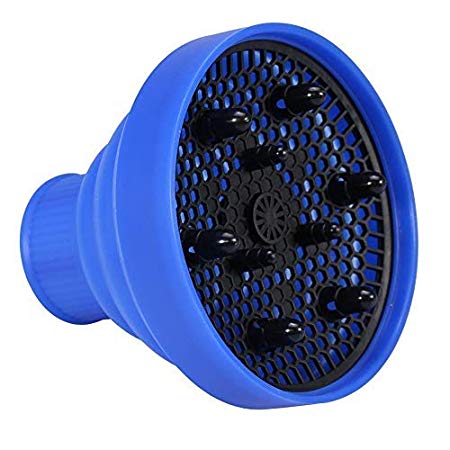 Hair Dryer Diffuser Folding Hairdryer Diffuser Silicone Portable Collapsible Hair Blower Dryer Diffuser for Curly Fizzy Hair Salon Hairdressing Styling Beauty Tool Universal Hood Cover Adaptable for Blow Dryers (Blue)