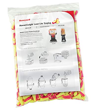 Howard Leight Laser Lite Hi-Visibility Earplug Refill for HL400 Dispenser, 200 Pairs (LPF-LS4-REFILL)