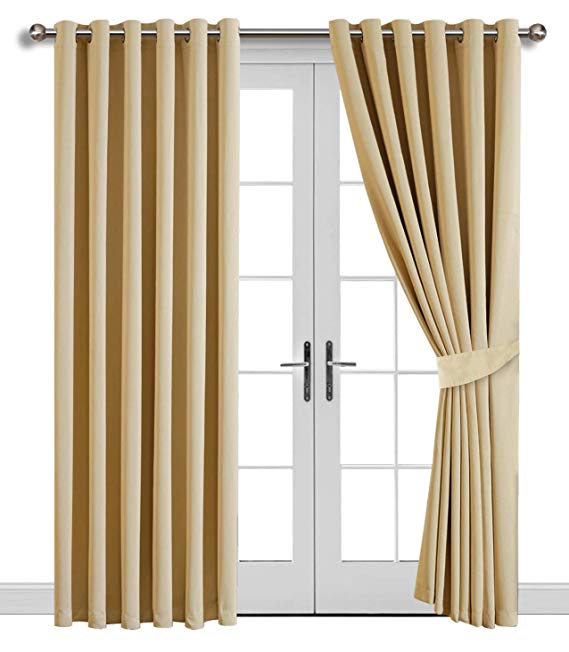 Imperial Rooms Window blinds Blackout Eyelet Curtains Pair of thermal insulated (Cream / 66x54) Ring top for Plain Room darkening Living Rooms Nursery Bedrooms Energy saving with Two Tie Backs