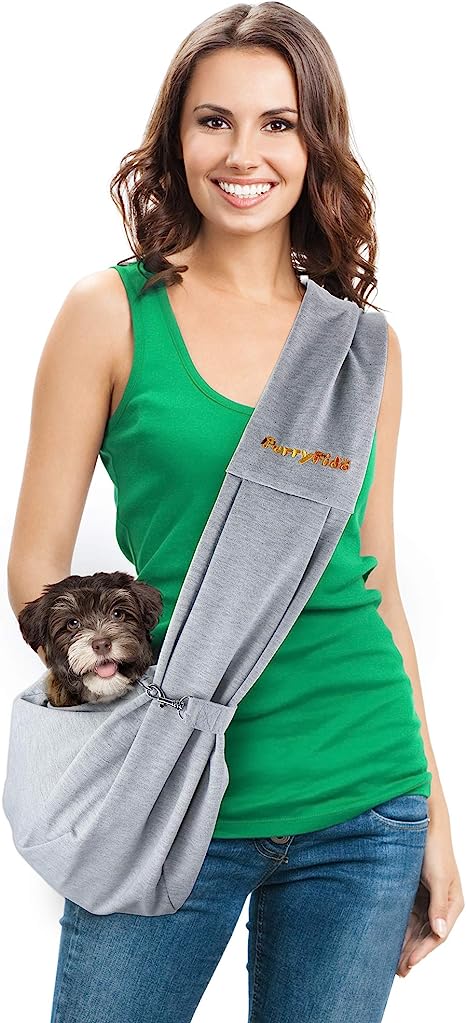 FurryFido Reversible Pet Sling Carrier for Cats Dogs up to 13  lbs, Grey