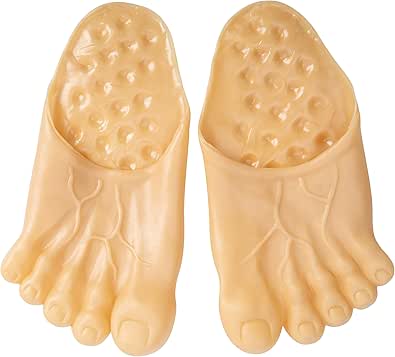 1 Pair Halloween Barefoot Funny Feet Slippers- Realistic Big Foot Slippers Shoe Covers- Scary Costume Props Toe Slippers for Halloween Family Cosplay Costume Accessories