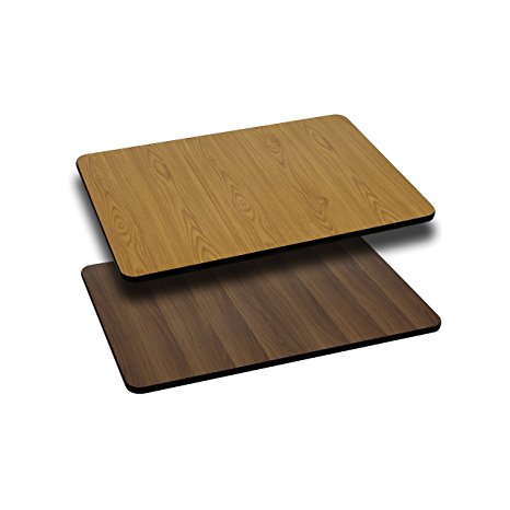 Flash Furniture 24'' x 30'' Rectangular Table Top with Natural or Walnut Reversible Laminate Top