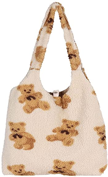 Pagreberya Fluffy Tote Bag, Large Plush Shoulder Bag, Cute Y2k Purse Shopping School Handbag for Women Ladies Girls Students