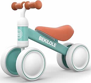 Bekilole Baby Balance Bike Toys for 1 Year Old Boy Gifts, 12-24 Month Toddler Balance Bike, No Pedal 4 Silence Wheels&Soft Seat First Riding on Toys, One Year Old Boy Birthday Gifts, Green & Brown