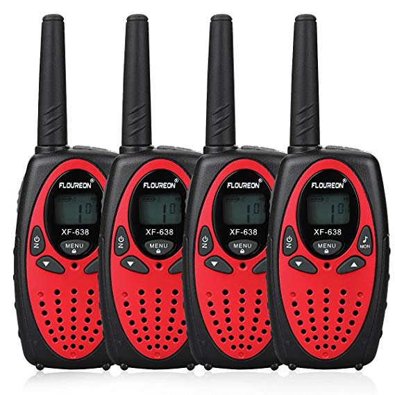 FLOUREON Walkie Talkies for Kids, Toys Two Way Radio with Long Distance Range License-Free for Home/Supermarket (4PCS, Red)