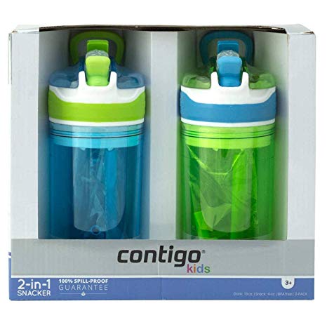 Contigo Water Bottles, 2 in 1, Blue & Green