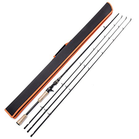Entsport 2-Piece 7-Feet Casting Rod with 3 Top Pieces Graphite Baitcasting Fishing Rod Portable Baitcast Rod Baitcaster (Medium Heavy, Medium and Medium Light)