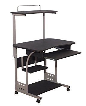 TMS Computer Tower with Shelf, Black