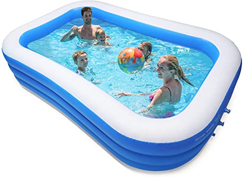 FITMYFAVO Inflatable Pool 120" x 71" x 23.5" Above Ground Pool Adults Family Kiddie Pool Blow up Full-Sized Swimming Pool Above Ground, Backyard, Outdoor (White)