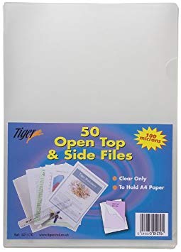 50 x A4 Clear Plastic Open Top & Side Report File Project Presentation Covers Cut Flush