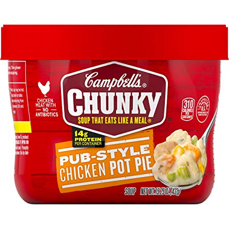 Campbell's Chunky Pub-Style Chicken Pot Pie Soup Microwavable Bowl, 15.25 oz.