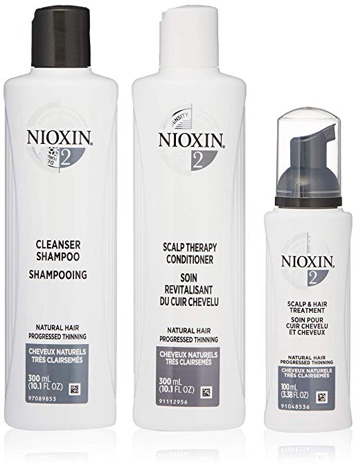 Nioxin System 2 Starter Kit Cleanser, Scalp Therapy & Scalp Treatment natural Hair Progressed Thinning 1 kit