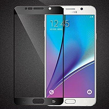 [Edge to Edge] SUPTMAX Galaxy Note 5 Tempered Glass [Anti-fingerprints][Ultra-clear] Thinnest 0.26mm [Bubble Free] Samsung Note 5 Screen Protector Full Coverage (Black)