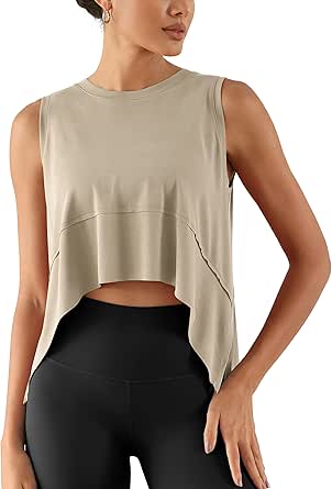 ODODOS Modal Soft Sleeveless Crop Top for Women Athletic Tee Gym Workout Cropped Yoga Tank