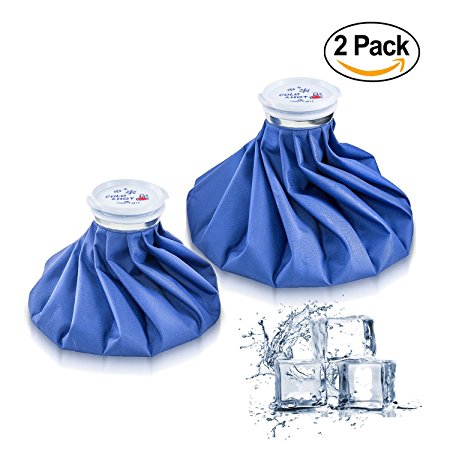 Ice Bag Packs of 2 - Reusable Hot & Cold Packs in 2 Sizes (9/11 inches)