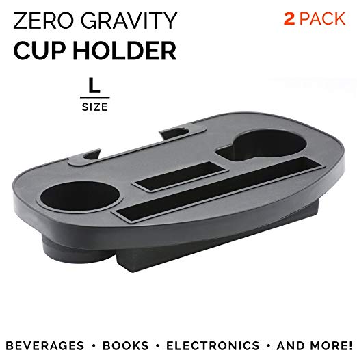 PARTYSAVING 2-Pack Zero Gravity Lounge Chair Cup Holder Attachment with Accessory Slot and Two Cup Holders, Universal Fit, APL1799