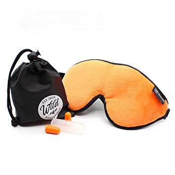Wild Essentials® Escape™ Luxury Plush Sleep Mask Kit with Eye Cavities, Earplugs and Carry Pouch, Gift Set (Pumpkin)