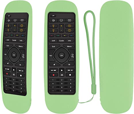 Protective Silicone Remote Case ONLY for Logitech Harmony Companion All in One Remote Control Shockproof Washable Skin-Friendly Remote Control Cover with Loop (Glow in Dark Green)