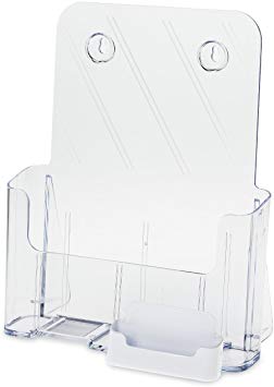 Source One Large Brochure Holder 8.5 x 11 Inches with Business Card Holder (1 Pack, White)