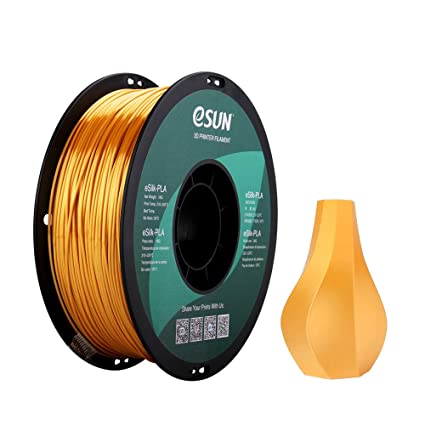 eSUN Silk Metal PLA Filament 1.75mm, Silky Metallic 3D Printer Filament PLA, Dimensional Accuracy  /- 0.05mm, 1KG Spool (2.2 LBS) 3D Printing Filament for 3D Printers, Silk Gold