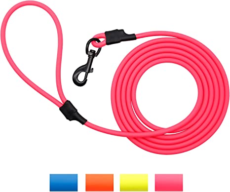 Nimble Waterproof Dog Leash Durable Training Lead Outdoor Long Leash 10ft 15ft 30ft for Dog Training,Beach,Yard,Camping,Swimming (15ft, Pink)