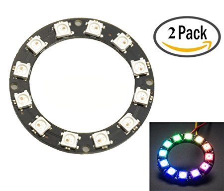 HiLetgo 2pcs 12 Bit WS2812 5050 RGB LED Ring With Integrated Driver Module For Arduino