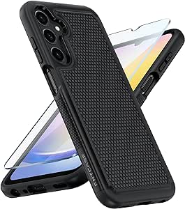 FNTCASE for Samsung A25 5G Phone Case: Dual Layer Shockproof Drop Protection Case - Galaxy A25 4G/5G Military Grade Protective Cover Rugged Matte Heavy Duty Slim TPU Cases-Black