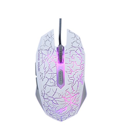 Q7 Fashion Professional Ergonomic Wired Mouse 2400 DPI Gaming Mouses 7 Soothing LED Colors 1.8m cable length White