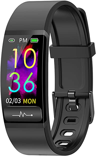 Smart Watch, Hongmed Fitness Watch with Body Temperature Blood Pressure Oxygen Monitor for Android phones and iPhone Compatible, Waterproof Pedometer Activity Tracker Sleep Monitor for Men Women Black