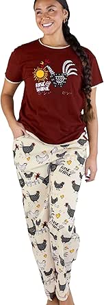 Lazy One Women's Pajama Set, Short Sleeves with Cute Prints, Relaxed Fit