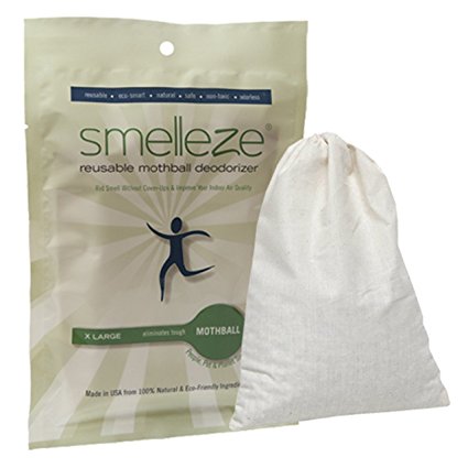 SMELLEZE Reusable Mothball Smell Removal Deodorizer Pouch: Rids Chemical Odor Without Scents in 150 Sq. Ft.