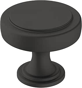 Amerock | Cabinet Knob | Matte Black | 1-1/2 inch (38 mm) Diameter | Exceed | 1 Pack | Drawer Knob | Cabinet Hardware