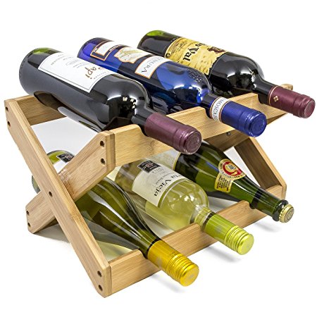 Sorbus Bamboo Foldable Countertop Wine Rack 6-bottles (Bamboo)