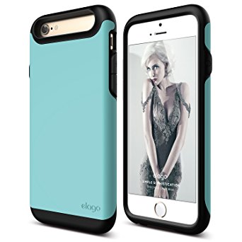 iPhone 6S Case, elago [Duro][Matte Black/Coral Blue] - [Premium Armor][Heavy Shock Absorption][Dual Layers] - for iPhone 6/6S