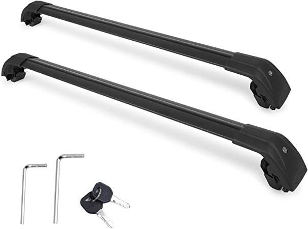 Autekcomma Roof Rack Cross Bars for Hyundai Kona SEL/SEL Plus/Limited/Ultimate 2018-2021 Aircraft Aluminum Black Matte with Anti-Theft Locks Max Loading Up to 260 lb(NOT FIT SE Model)