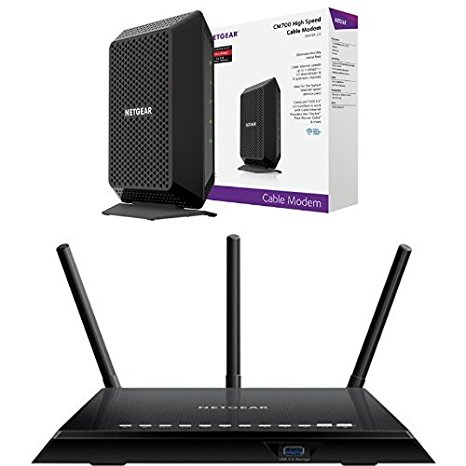 NETGEAR CM700 32x8  DOCSIS 3.0 Cable Modem  Bundle with NETGEAR AC1750 Smart WiFi Router Dual Core 800MHz Processor - Router Only (R6400-100NAS)