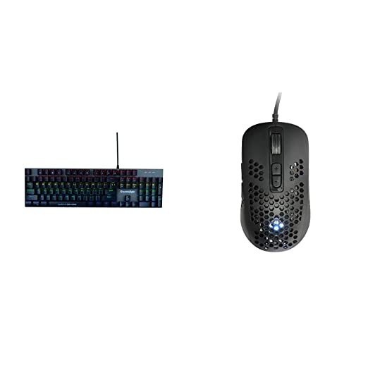 Cosmic Byte CB-GK-28 Vanth Mechanical Keyboard with Outemu Red Switches and Rainbow LED (Black/Grey) & Orcus RGB Honeycomb Gaming Mouse with Software, Ultra Lightweight 74Grams, Braided Cable (Black)