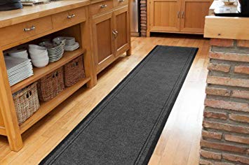 The Rug House Plain Grey Rubber Backed Very Long Hallway Runner Rugs - Sold And Priced Per Foot - 2' 2" Wide