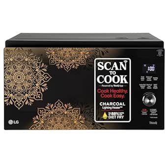 LG 32 L Scan to Cook Wi-Fi Enabled Charcoal Convection Healthy Microwave Oven (MJEN326UIW, Black - Regal Pattern, Heart Friendly Recipes & 360° Motorised Rotisserie)