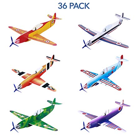 Toyvian Glider Planes Flying Airplane Gliders Toys Foam Plane Models 36 Pack 8 Inch Party Bag Fillers, Carnival Prizes, Outdoor Games for Kids Boys Girls