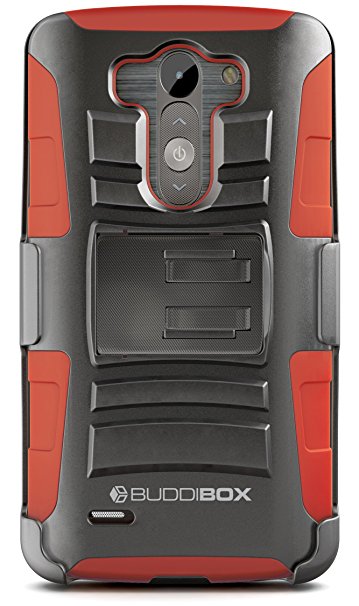 LG G3 Case, BUDDIBOX [HSeries] Heavy Duty Swivel Belt Clip Holster with Kickstand Maximal Protection Case for LG G3, (Red)