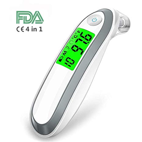 Ear and Forehead Thermometer, Digital Medical Infrared Thermometer for Baby Children and Adults,Fahrenheit and Celsius Convertible, CE and FDA Approved