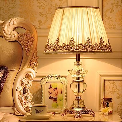 N / A OUFULA Crystal Table Lamps Desk Lights Luxury Creative Modern Contemporary Fabric for Living Room Office Bed Room Hotel (Style 12, Button Switch)