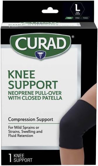 Curad Neoprene Pull-Over Knee Support with Closed Patella, Size Large, (16'-18' Circumference), 1 Each