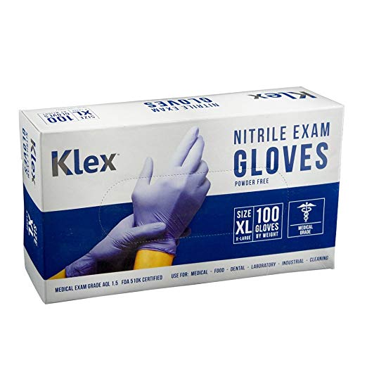 Klex Nitrile Exam Gloves - Medical Grade, Powder Free, Latex Rubber Free, Disposable, Food Safe, Lavender XL XLarge