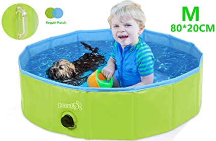 Pecute Dog Pool Foldable Dog Pet Bath Pool Dog Swimming Pool Portable PVC Pet Bathing Tub Children Ball Pits Kiddie Pool for Dogs Cats and Kids