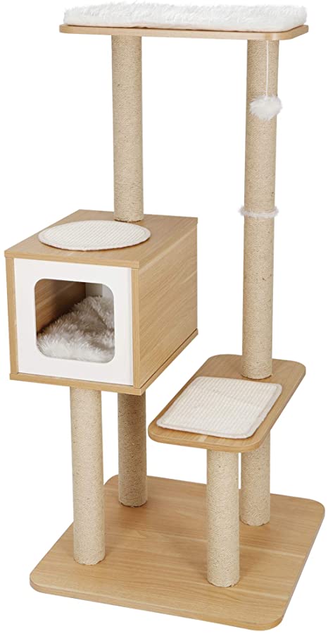 ZENY 47.6'' Cat Tree with Sisal Scratching Posts Perches Houses, Cat Tower Furniture Kitty Activity Center Kitten Play House