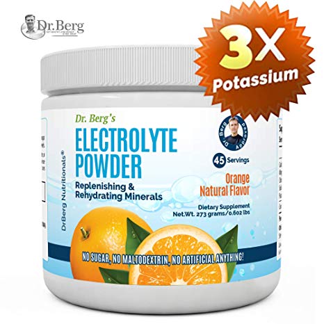 Dr. Berg's Original Electrolyte Powder, High Energy, Replenish & Rejuvenate Your Cells, 45 Servings, NO Maltodextrin or Sugar, Amazing Orange Flavor (Solo Pack)
