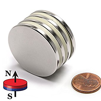 CMS Magnetics® Grade N45 Disc Neodymium Magnets Dia 1.5 x 1/8” 4 Pieces